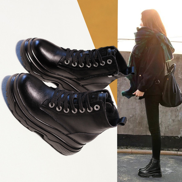 Naiste vabaaja saapad paelte ja kõrge tallaga