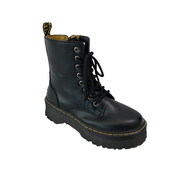 Bőr női csizma magas talppal