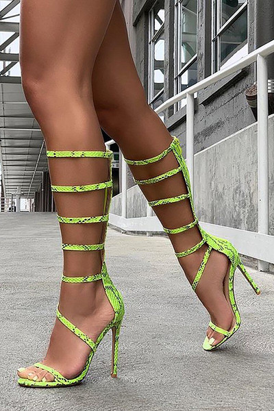 Нов модел дамски сандали от еко кожа с животински десен