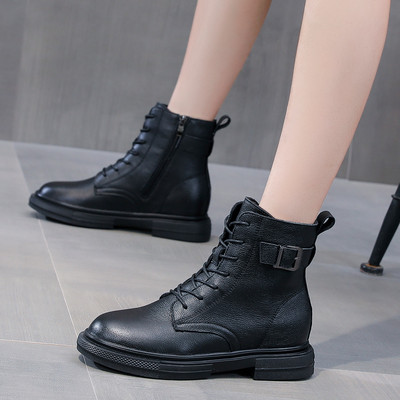 Γυναικείες μπότες casual από οικολογικό δέρμα σε μαύρο χρώμα