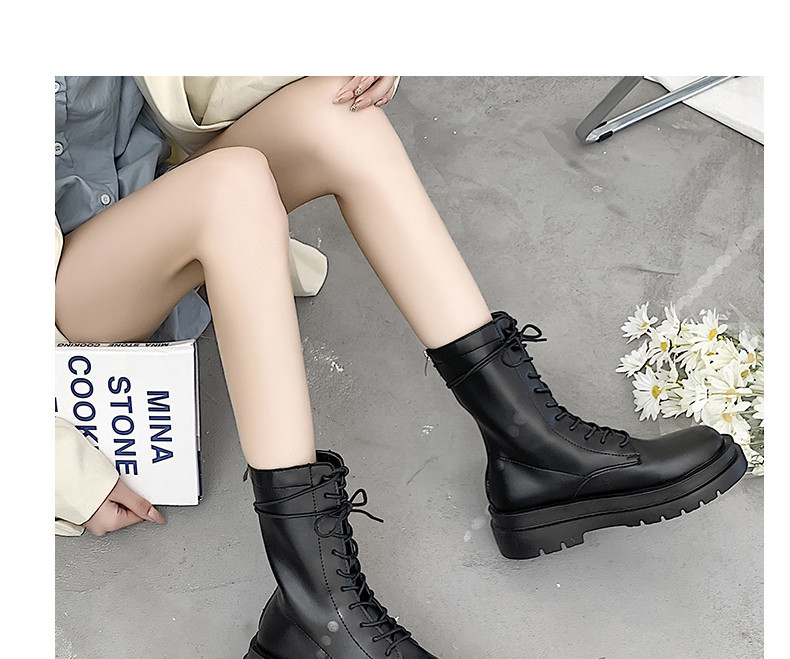 Eko-nahast musta värvi naiste vabaaja saapad paeltega