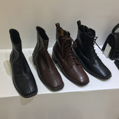 Öko bőrből készült női csizma, lekerekített modell