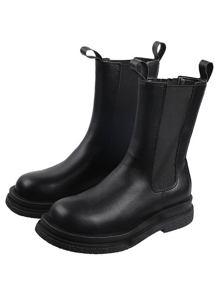 Eko bőrből készült női téli csizma lapos talppal és gumiszalaggal