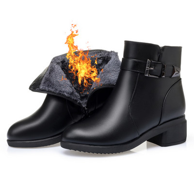 Ženske zimske čizme s patentnim zatvaračem i kopčom s toplom postavom