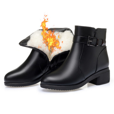 Ženske zimske čizme s patentnim zatvaračem i kopčom s toplom postavom