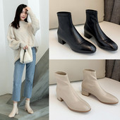 Naiste ümarad ökonahast madala kontsaga saapad