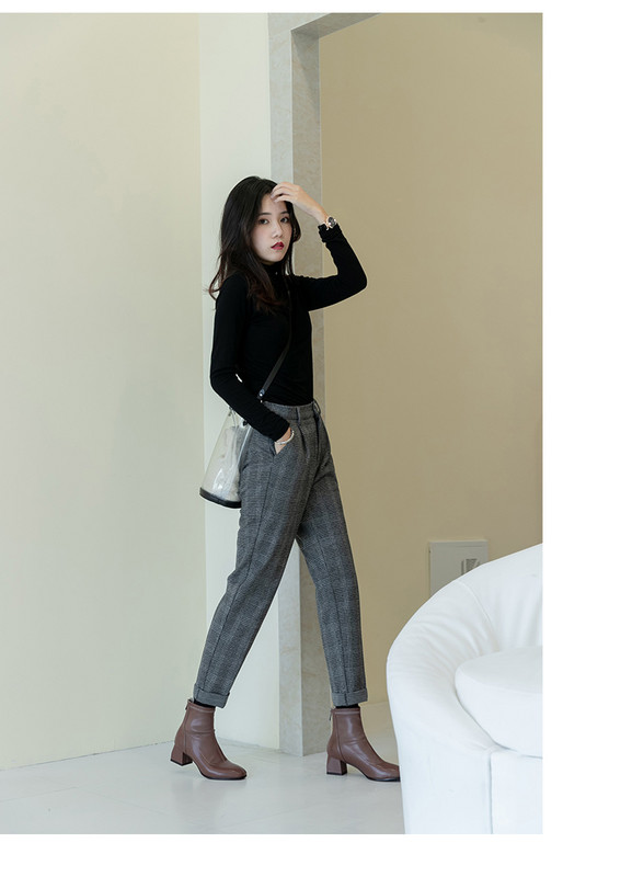 Őszi bőrcsizma alacsony vastag sarokkal és cipzárral