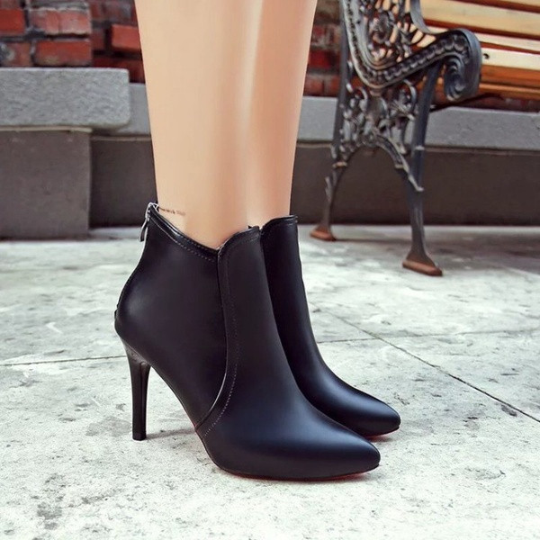 Stiilsed naiste nahast saapad õhukese 7 cm kontsaga