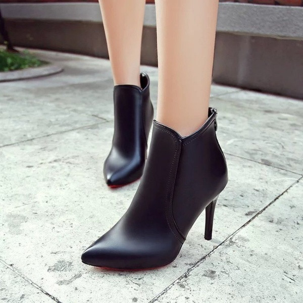 Stiilsed naiste nahast saapad õhukese 7 cm kontsaga