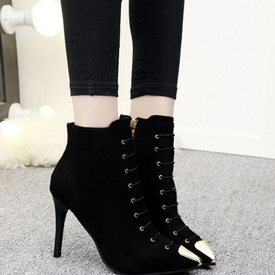 Női alkalmi hegyes cipő vékony sarokkal és cipzárral