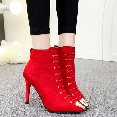 Női alkalmi hegyes cipő vékony sarokkal és cipzárral