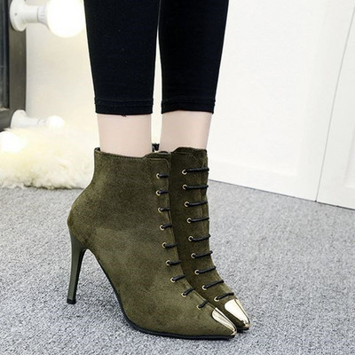 Női alkalmi hegyes cipő vékony sarokkal és cipzárral