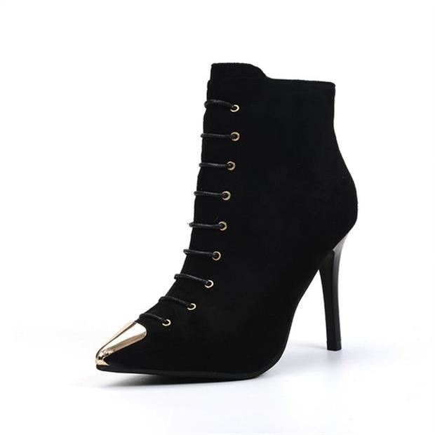 Női alkalmi hegyes cipő vékony sarokkal és cipzárral