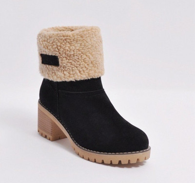 Pehme voodriga ja paksu kontsaga naiste talvesaapad