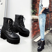 Aktuális női csizma eco bőrből, fűzővel és cipzárral