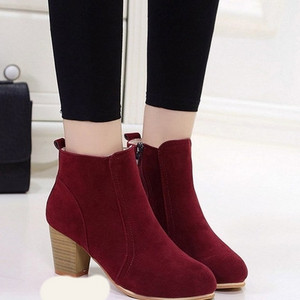 Ženske casual čizme od eko brušene kože sa debelom petom