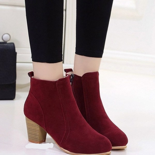 Ženske casual čizme od eko brušene kože sa debelom petom