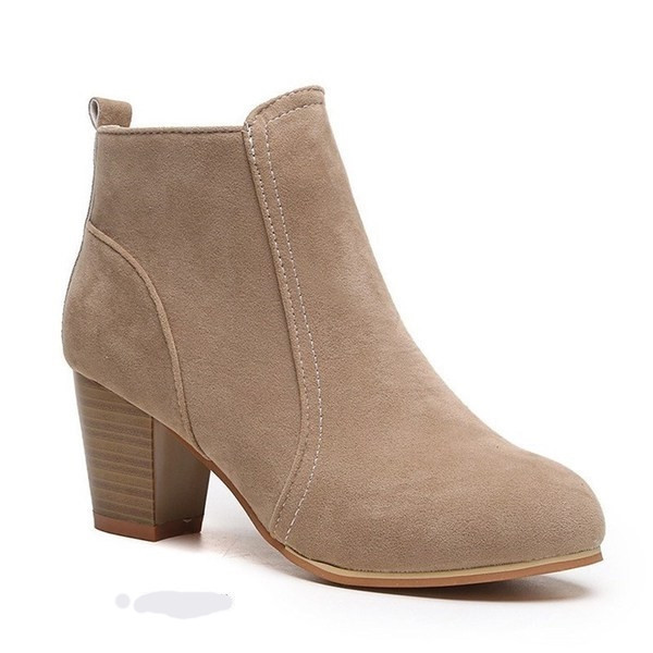 Ženske casual čizme od eko brušene kože sa debelom petom