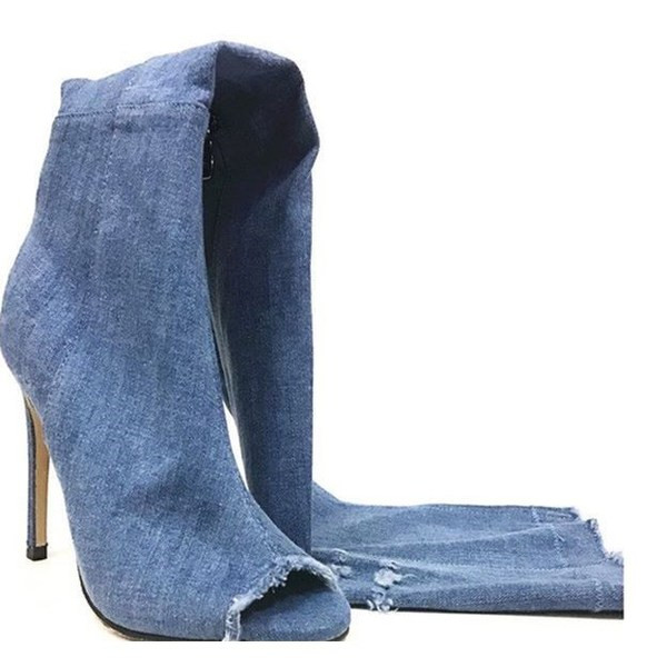 Naiste õhukeste kontsadega teksasaapad