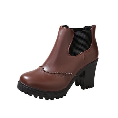 Női alkalmi csizma eko bőrből, vastag sarokkal