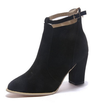 Moderne ženske čizme od brušene kože s debelom petom