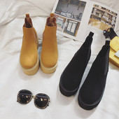 Női alkalmi csizma öko velúrból, magas talppal