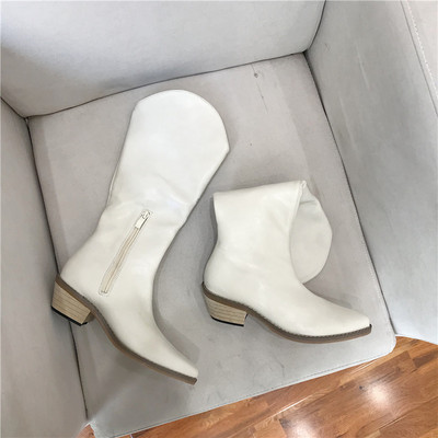 Γυναικείες μπότες  από οικολογικό δέρμα με χοντρό τακούνι