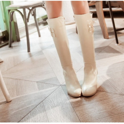 Дамски ежедневни ботуши с дебел ток от еко кожа 