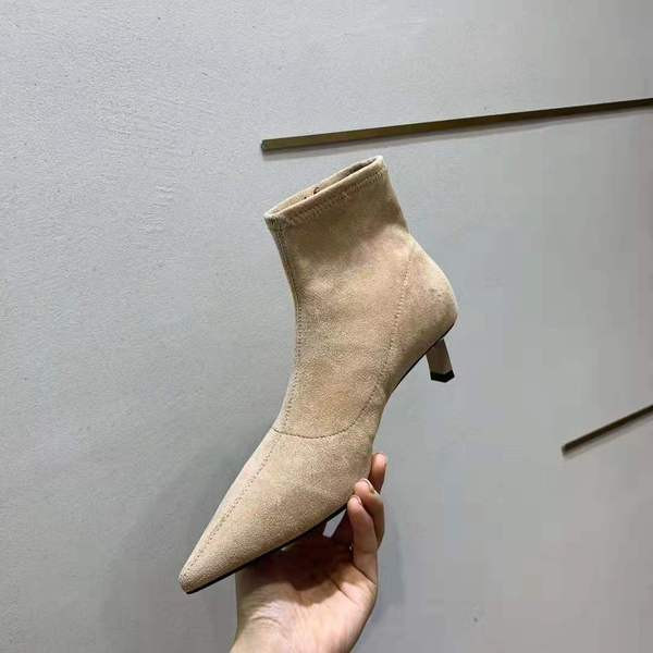 Модерни дамски боти от еко велур с нисък ток