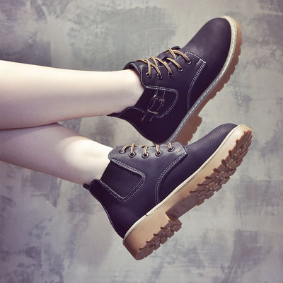 Дамски кожени есенно-зимни боти с груба подметка с и без подплата 