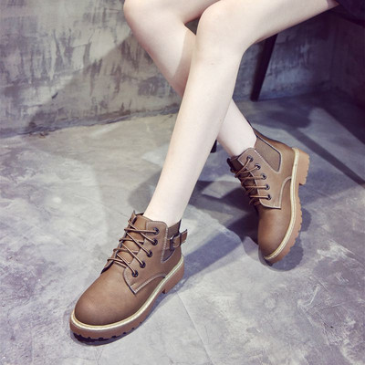 Дамски кожени есенно-зимни боти с груба подметка с и без подплата 