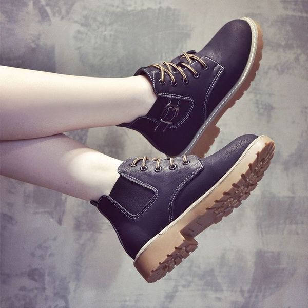 Дамски кожени есенно-зимни боти с груба подметка с и без подплата 