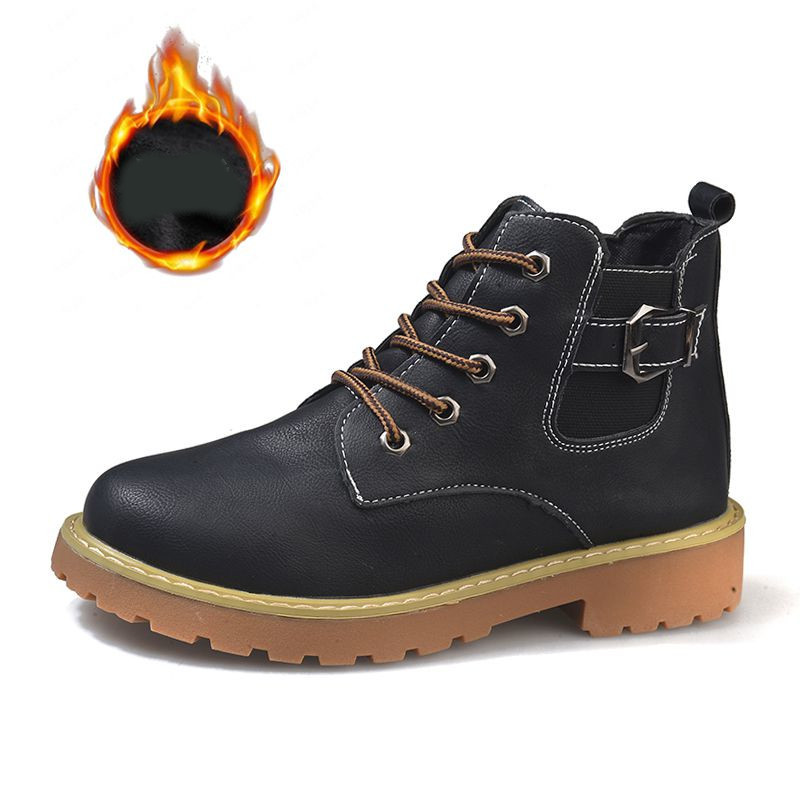 Дамски кожени есенно-зимни боти с груба подметка с и без подплата 