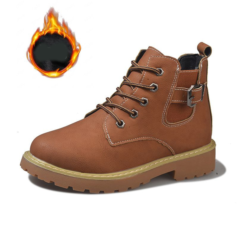 Дамски кожени есенно-зимни боти с груба подметка с и без подплата 