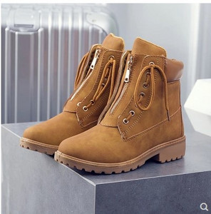 Дамски ежедневни боти с връзки от еко кожа и цип