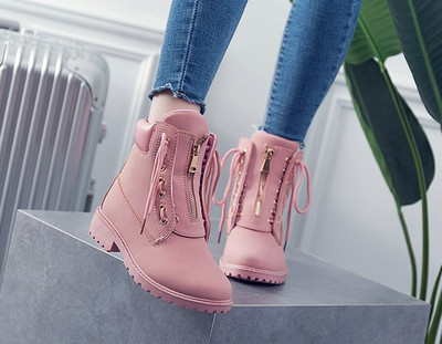 Дамски ежедневни боти с връзки от еко кожа и цип