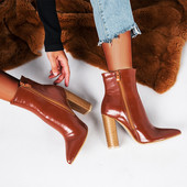 Стилни дамски боти от еко кожа -заострен модел 