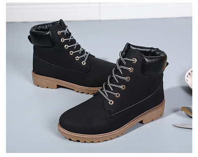 Модерни дамски зимни боти с връзки и равна подметка 