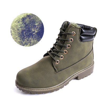 Модерни дамски зимни боти с връзки и равна подметка 