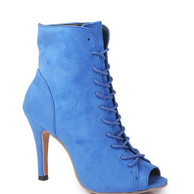 Дамски велурени боти с отворени пръсти 