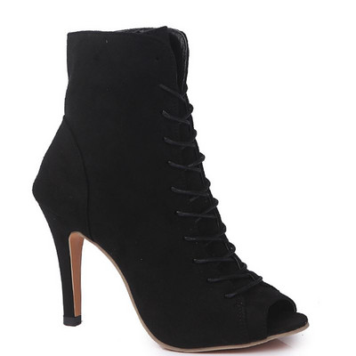 Дамски велурени боти с отворени пръсти 