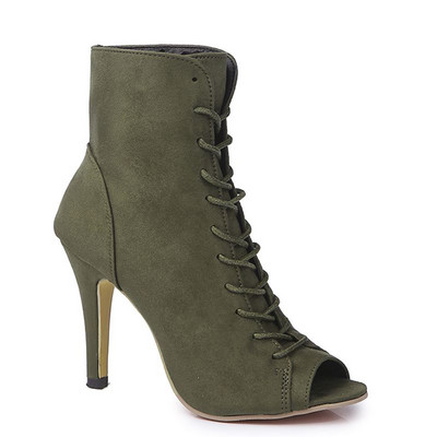 Дамски велурени боти с отворени пръсти 