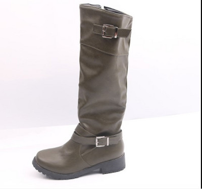 Ženske casual čizme s kopčom i ravnim potplatom od eko kože