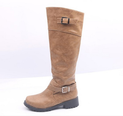 Ženske casual čizme s kopčom i ravnim potplatom od eko kože