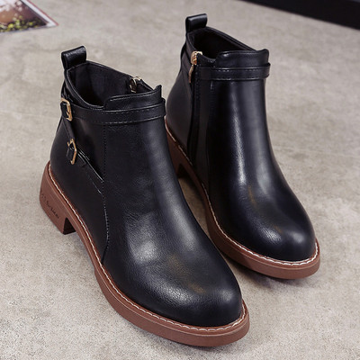 Дамски ежедневни боти с цип и равна подметка от еко велур