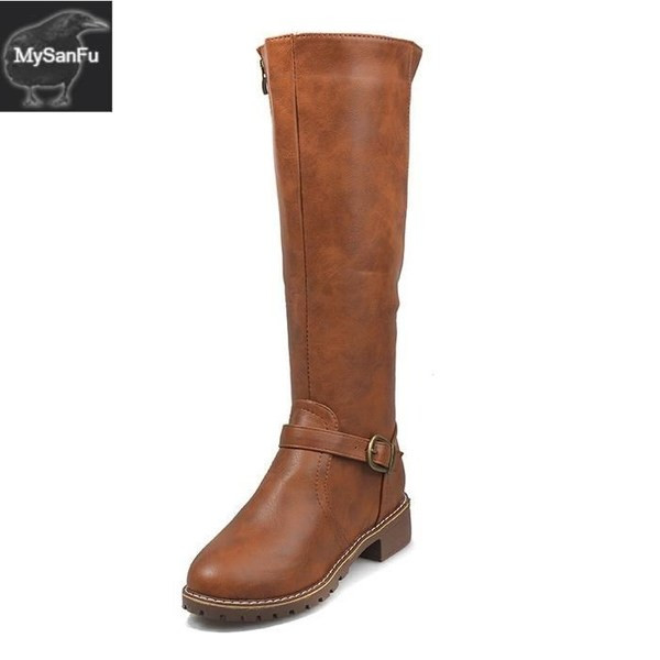 Ежедневни дамски ботуши от еко кожа и цип 