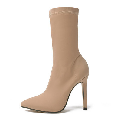 Стилни дамски ботуши заострен модел с 12 см ток