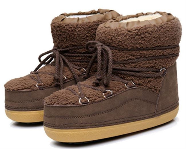 Дамски ежедневни зимни боти с връзки и равна подметка 