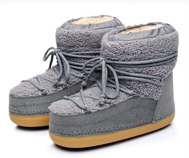 Дамски ежедневни зимни боти с връзки и равна подметка 