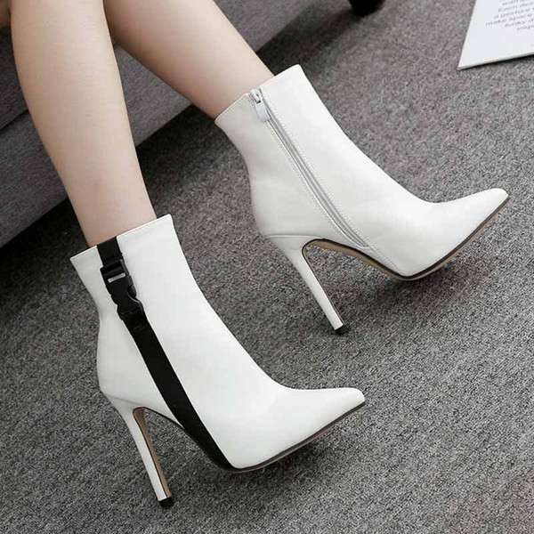 Велурени дамски боти заострен модел в два цвята 